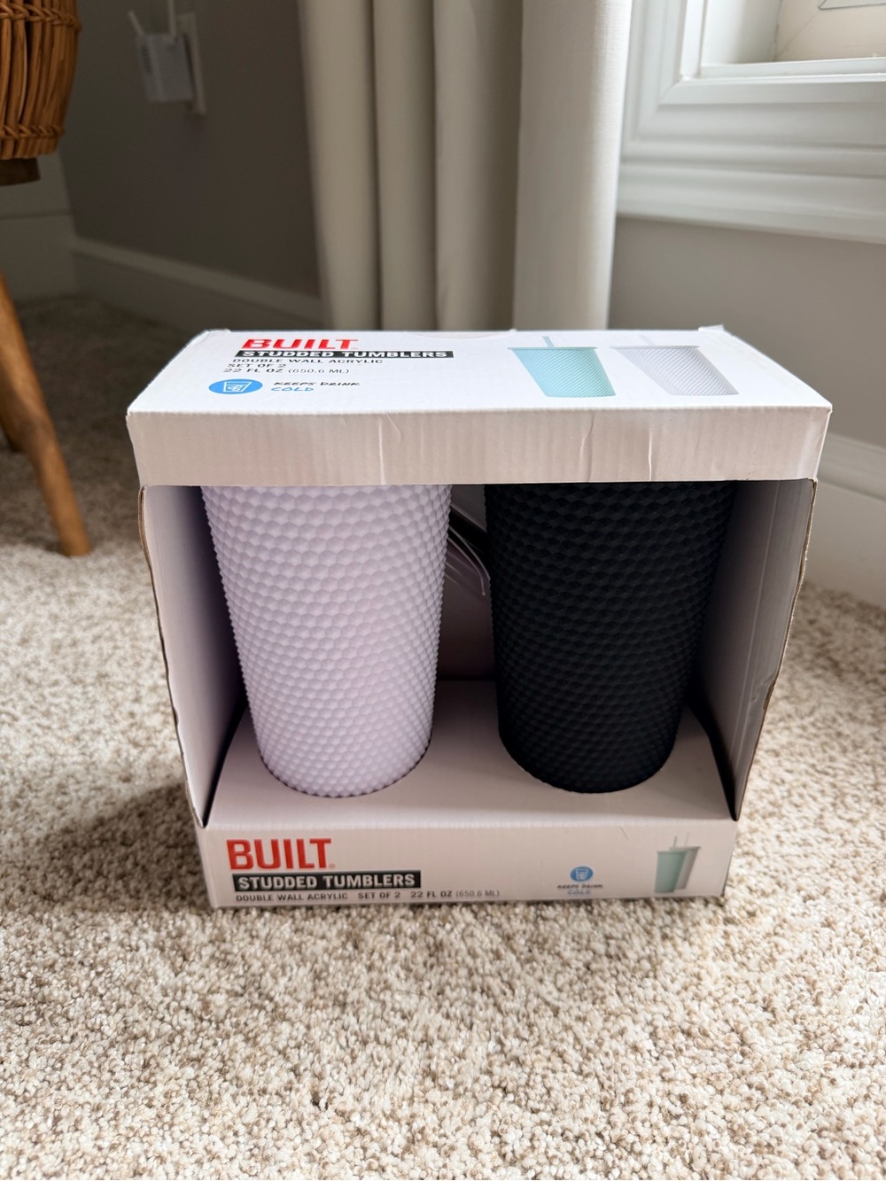 BUILT Studded Tumbler Set - Lavender & Black